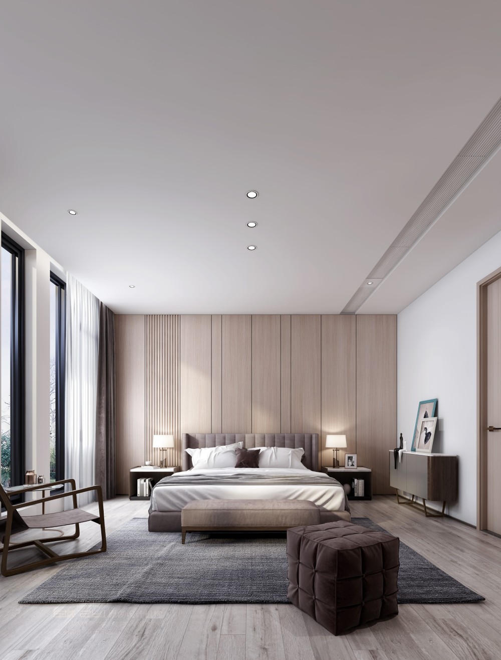 新中式风格别墅家装案例效果图-卧室