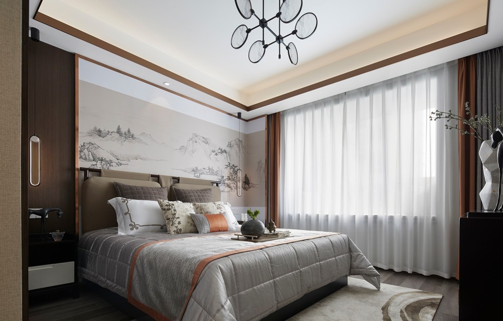 新中式风格室内家装案例效果图-卧室
