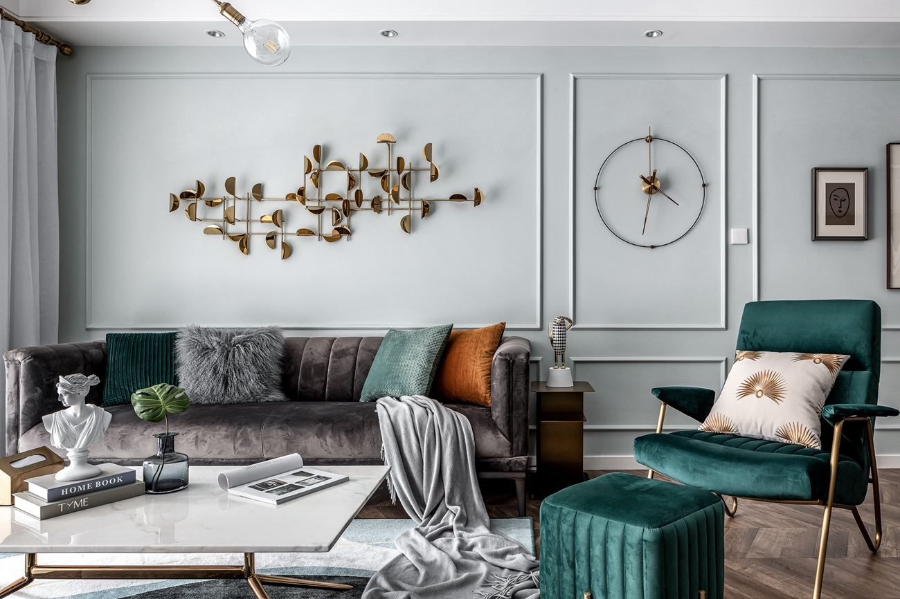 北欧轻奢风格室内家装案例效果图-客厅沙发